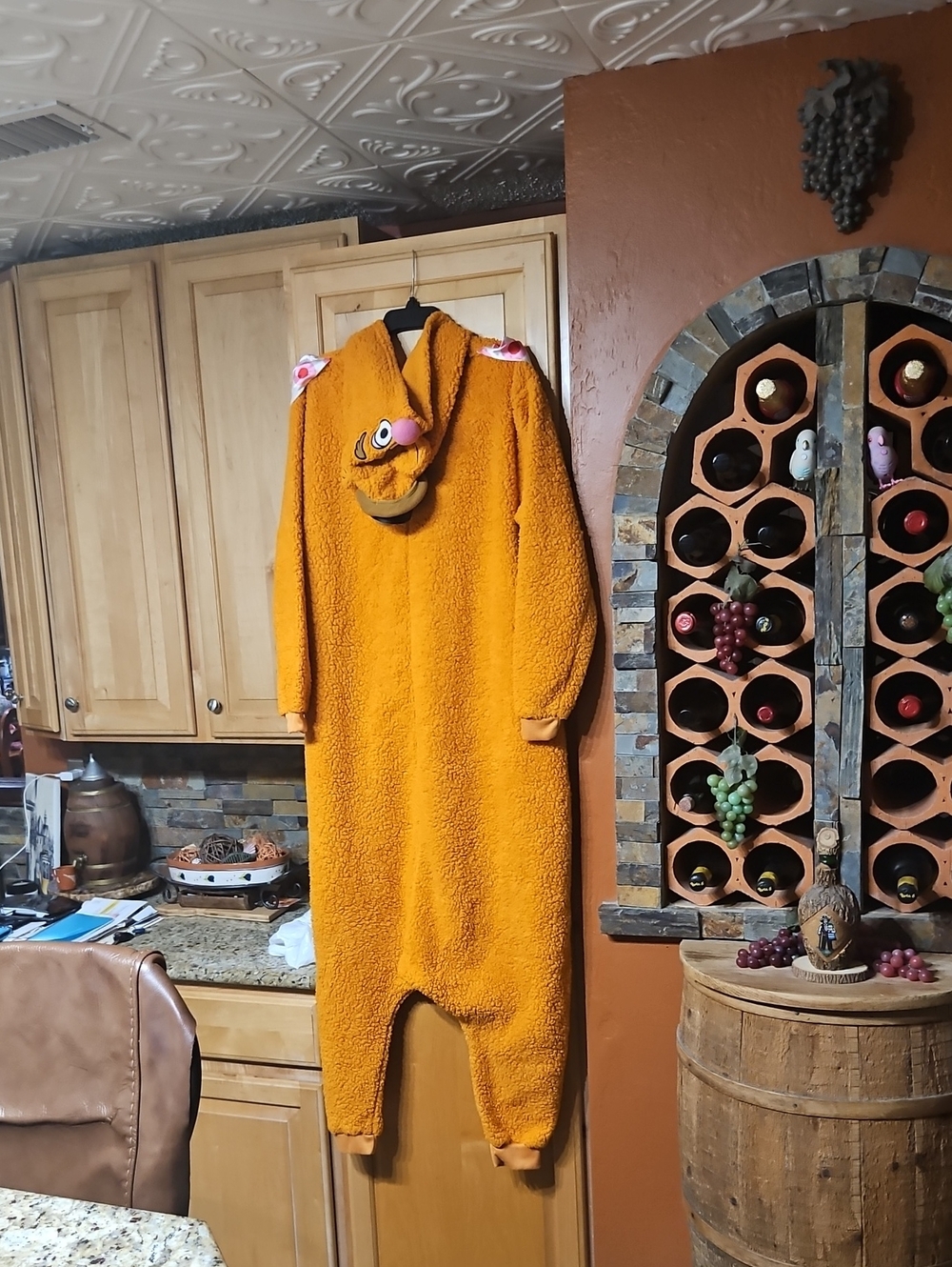 Disney The Muppets Fozzie Bear Union Suit Onesie One Piece Pajamas Costume - Picture 2 of 4